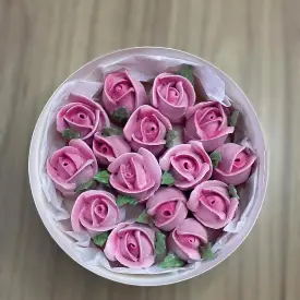 Зефирные цветы в шляпной коробке, 16 см